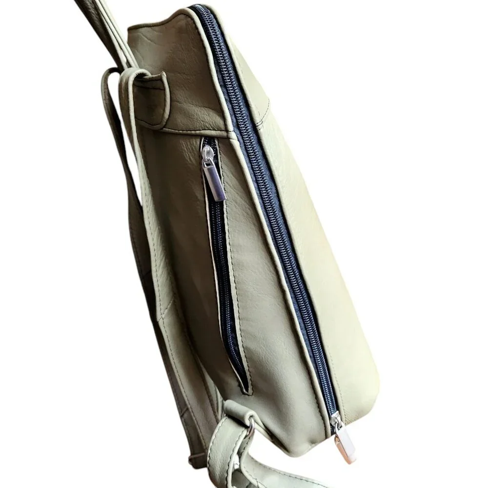 Earthy Taupe Minimalist Genuine Leather Handmade in Mexico Backpack - Picture 7 of 10